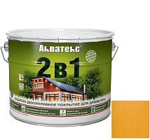 Покрытие алкидное защитно-декоративное для древесины Акватекс 2 в 1 полуматовое Калужница 9 л