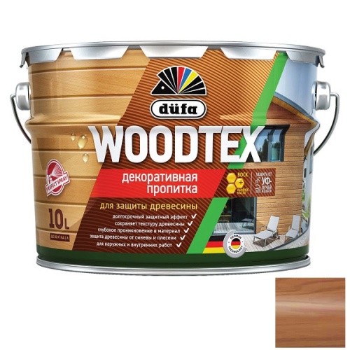 Пропитка декоративная для защиты древесины Dufa Woodtex Тик 9 л