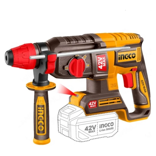 Аккумуляторный перфоратор INGCO 42В 4,5 Дж, б/щ (2) INDUSTRIAL CRHLI422882