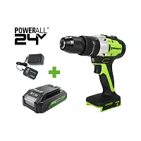 Дрель-шуруповерт ударная GreenWorks GD24DD60, 24V, б/щет, 0-450/0-1700 об/мин, 30/60Нм, 1x2Ач, ЗУ, кор 3704107VUA