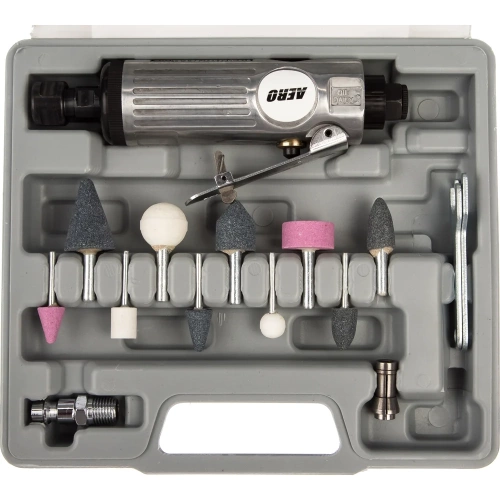 Прямая пневмошлифмашина с набором Foxweld AERO 15 предметов 5759 фото 3