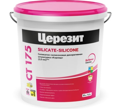 Штукатурка силикатно-силиконовая декоративная Ceresit CT 175 Короед 2 мм 25 кг