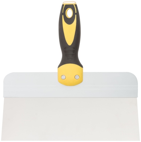 Шпатель фасадный нержавеющий профи, прорезиненная ручка с метал.бойком 250 мм