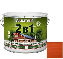 Покрытие алкидное защитно-декоративное для древесины Акватекс 2 в 1 полуматовое Рябина 9 л