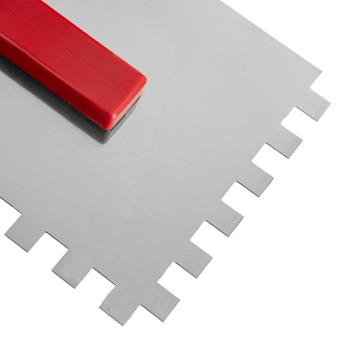 Гладилка стальная, 280 x 130 мм, зеркальная полировка, пластмастмассовая ручка, зуб 10 x 10 мм Matrix фото 5