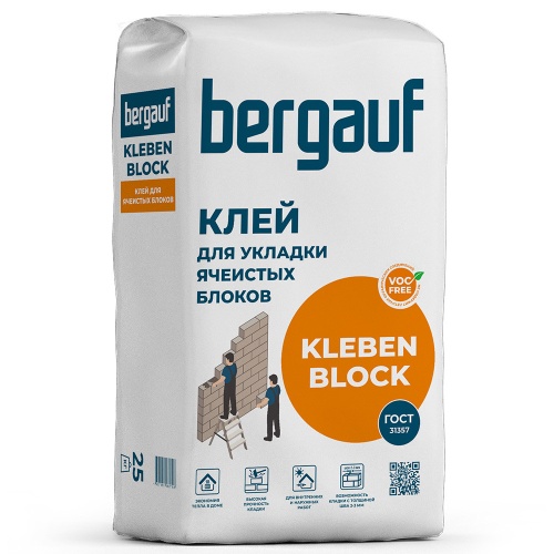 Клей монтажный для ячеистых блоков Bergauf Kleben Block Winter 25 кг