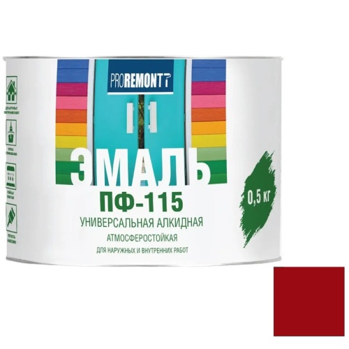 Эмаль Proremontt ПФ-115 красно-коричневая 0,5 кг Эмаль Proremontt ПФ-115 красно-коричневая 0,5 кг