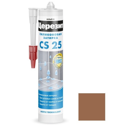 Затирка-герметик силиконовая Ceresit CS 25 светло-коричневая 0,28 л Затирка-герметик силиконовая Ceresit CS 25 светло-коричневая 0,28 л