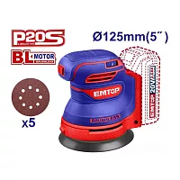 Аккумуляторная эксцентриковая шлифмашина emtop ELROS2002