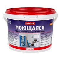 Краска моющаяся Pufas Decoself КМ морозостойкая белая 1,71 л/2,7 кг