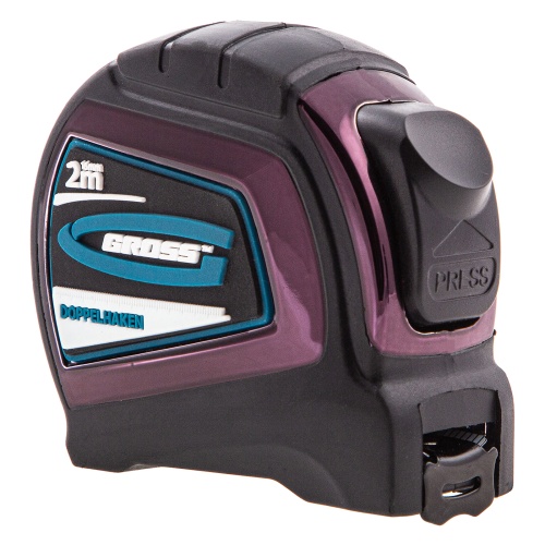 Рулетка "Doppelhaken",2 м x 16 мм,односторонний зацеп,Нейлон,двусторонняя шкала,автоматическая фиксация Gross фото 2