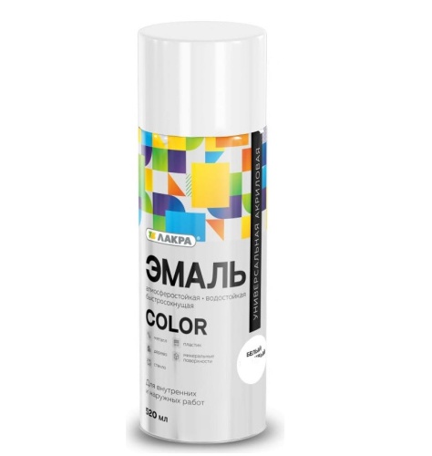 Эмаль аэрозольная Лакра Color универсальная белая матовая 1007 520 мл