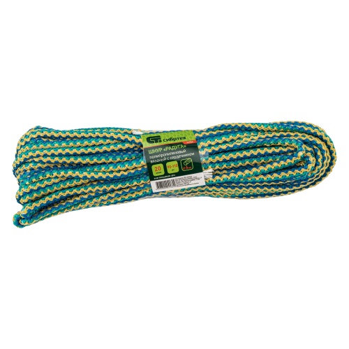 Шнур вязаный полипропиленовый с серд."Радуга", 6 мм, L 20 м, Сибртех фото 2