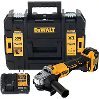 Аккумуляторная угловая шлифмашина DEWALT DCG407M1T, 18 В, 125 мм, 9000 об/мин, с 1 АКБ 4 Ач и ЗУ, в кейсе TSTAK () DCG407M1T-QW