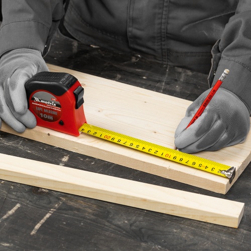 Рулетка Double fixation,10 м х 25 мм,обрезиненный корпус,двойная плавная фиксация Matrix фото 9