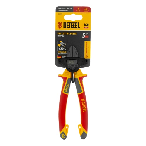 Бокорезы, диэлектрические рукоятки, до 1000 В, трехкомпонентные рукоятки, 160 мм Denzel фото 6