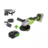 Угловая шлифовальная машина GreenWorks GD24AG, 24V, б/щет, 125 мм, 10500 об/мин,1x4Ач,ЗУ, коробка 3200207VUB