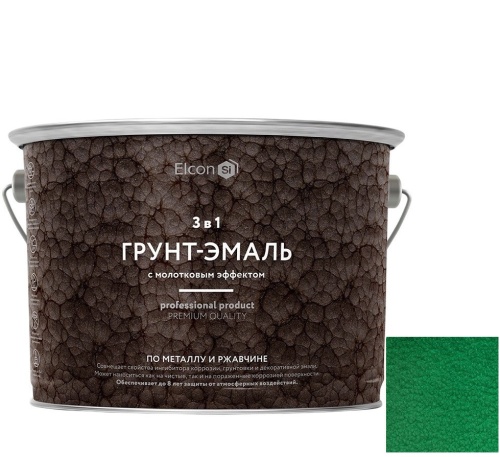 Грунт-эмаль Elcon Smith 3 в 1 с молотковым эффектом зелёная 2 кг