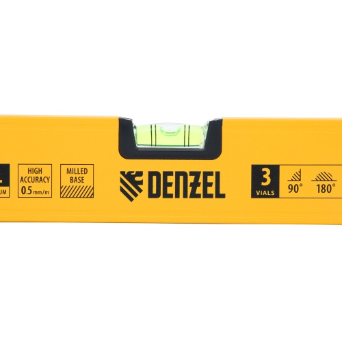 Уровень алюминиевый, магнит, фрезерованный, 3 глазка (1 зеркал.) 0,5 мм/м, 800 мм Denzel фото 7