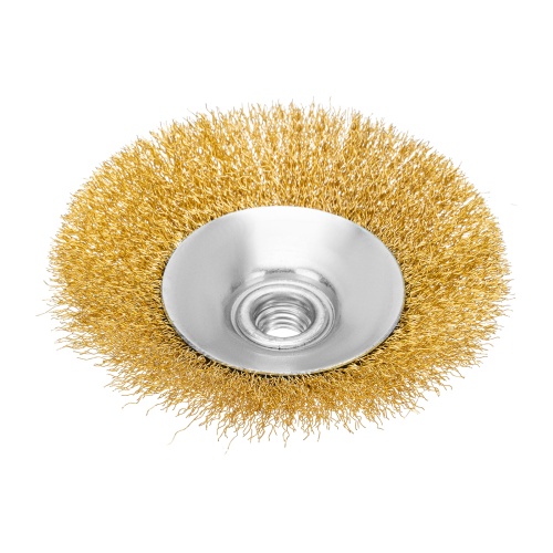 Щетка для УШМ, 125 мм, М14, "тарелка", латунированная витая проволока Matrix фото 2
