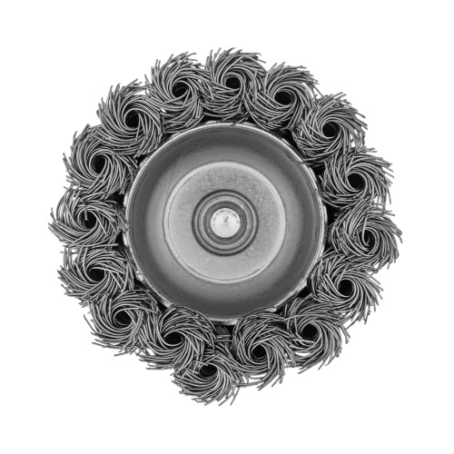 Щетка для дрели, 65 мм, Чашка, со шпилькой, нержавеющая крученая проволока Denzel фото 3