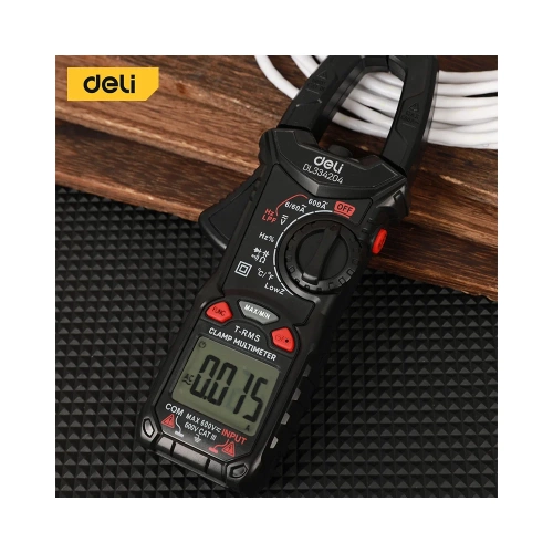 Токоизмерительные клещи цифровые DELI DL334204 (раскрытие клещей 25мм, CAT III 600В, 600А, 60 МОм) 170172 фото 4
