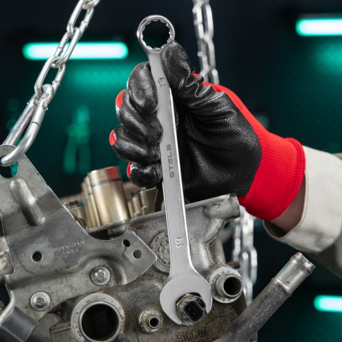 Ключ комбинированный, 19 мм, CrV, матовый хром Stels фото 6