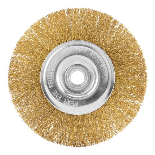 Щетка для УШМ, 125 мм, М14, плоская, латунированная витая проволока Matrix фото 2 Щетка для УШМ, 125 мм, М14, плоская, латунированная витая проволока Matrix фото 2