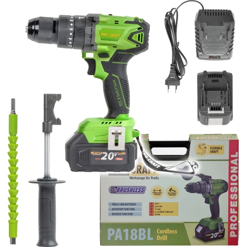 Шуруповерт аккумуляторный PROCRAFT PA18BL 20В 50Нм (2 АКБ 4Ач+ЗУ+Кейс) PA18BL-2B-C фото 11 Шуруповерт аккумуляторный PROCRAFT PA18BL 20В 50Нм (2 АКБ 4Ач+ЗУ+Кейс) PA18BL-2B-C фото 11