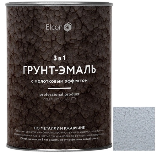Грунт-эмаль Elcon Smith 3 в 1 с молотковым эффектом серебро 0,8 кг