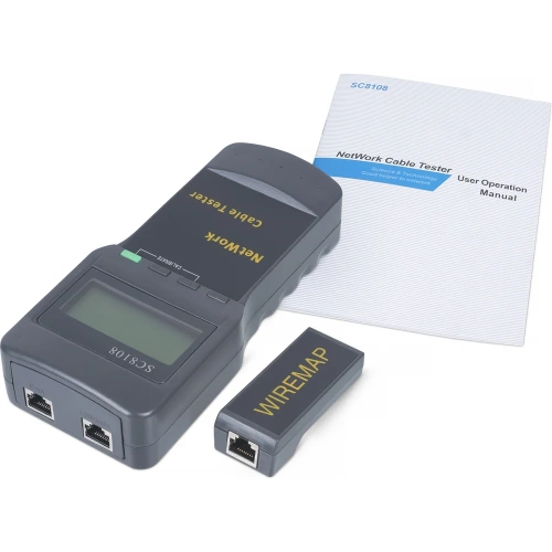 Тестер для витой пары c LCD дисплеем Cabeus (SC8108) CT-LCD-RJ45 фото 3 Тестер для витой пары c LCD дисплеем Cabeus (SC8108) CT-LCD-RJ45 фото 3