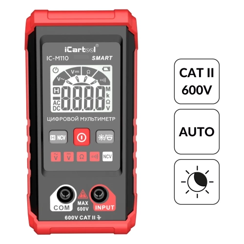 Цифровой смарт мультиметр iCarTool с подсветкой экрана CATII 600V IC-M110 Цифровой смарт мультиметр iCarTool с подсветкой экрана CATII 600V IC-M110