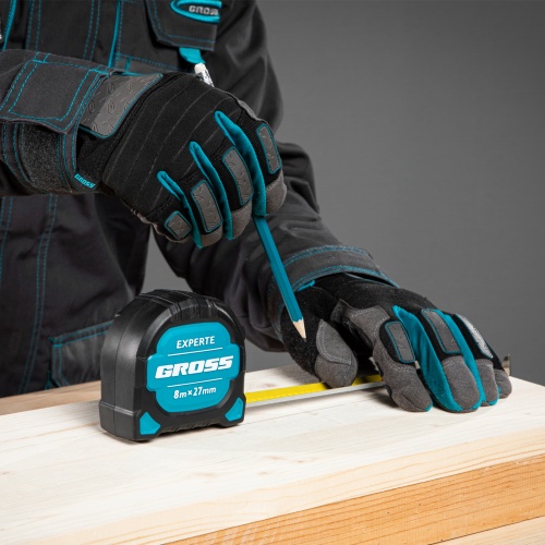 Рулетка Experte,8 м x 27 мм,двухкомпонентный корпус,магнит,двухсторонняя разметка,нейлон Gross фото 8