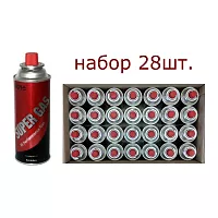 Газовый баллон SUPER GAS набор 28 шт., для портативных газовых приборов, всесезонный, цанговый, пр-во Ю.Корея, арт. 2711139728