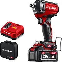 Бесщеточный ударный гайковерт, сумка ЗУБР 20 В, 500 Н·м, 1 АКБ LMS (4 А·ч) ГБУ-500-41