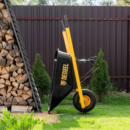 Тачка строительная, усиленная, объем 140 л, 230 кг, колесо 15х6.00-6 Denzel фото 11