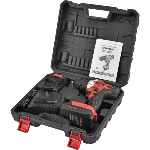 Дрель-шуруповерт Парма акк. дша-02-2021/2li 21 в, 2 ач, 2 акк.,2 скор., подсв., индик., кейс 02.021.00016 фото 7