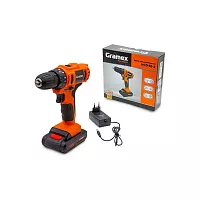 Дрель аккумуляторная Gramex HCD-18-2 (18В, пат-10мм, 2 скорости, аккум Li-Ion 2,0 А/ч) картон, 1 акк (1/10) 018146