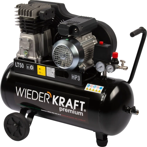 Двухцилиндровый ременной компрессор WIEDERKRAFT 50л 320л/мин WDK-90532 фото 7