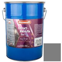 Грунт-эмаль Pufas Decoself 3 в 1 глянцевая серая 5 кг