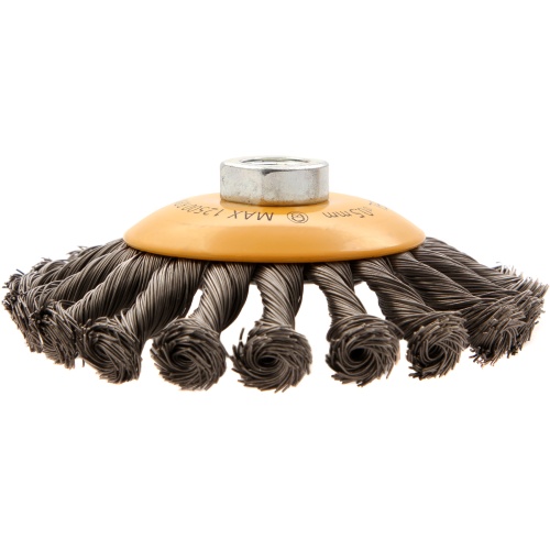 Щетка для УШМ, 125 мм, "Тарелка", крученая нержавеющая проволока 0.5 мм, М14 Denzel фото 5 Щетка для УШМ, 125 мм, "Тарелка", крученая нержавеющая проволока 0.5 мм, М14 Denzel фото 5