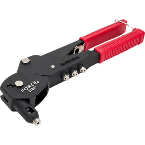 Заклепочник с поворотной головкой на 360 градусов, 4 насадки, 180мм FORCE 67801 фото 3