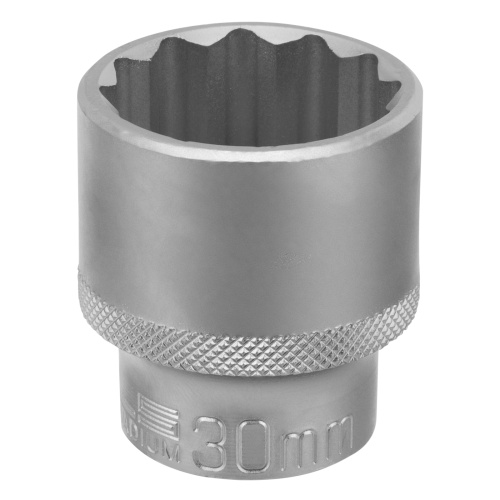 Головка торцевая, 30 мм, двенадцатигранная, CrV, под квадрат 1/2, хромированная Stels фото 2