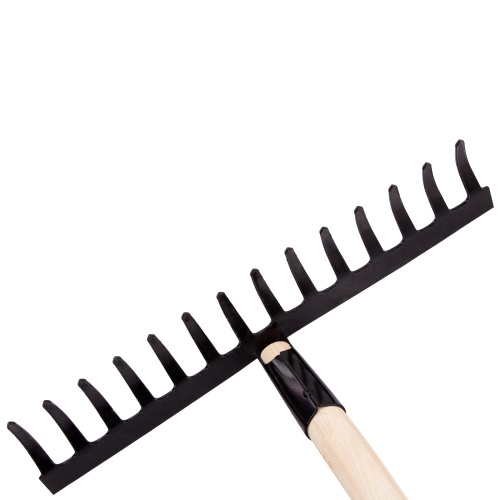 Грабли стальные, 360х1300 мм, 14 прямых зубьев, деревянный черенок, Сибртех фото 4