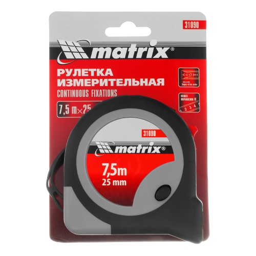Рулетка Continuous fixation,7,5 м х 25 мм,двухкомпонентный корпус,плавная фиксация Matrix фото 7