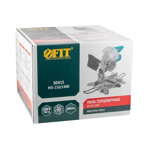 Пила торцовочная FIT 1400 Вт, 4500 об/мин, 210/30 мм, 6,5 кг, рез. накл., б/с щеток, блок шпинделя, коробка 80415 фото 4 Пила торцовочная FIT 1400 Вт, 4500 об/мин, 210/30 мм, 6,5 кг, рез. накл., б/с щеток, блок шпинделя, коробка 80415 фото 4