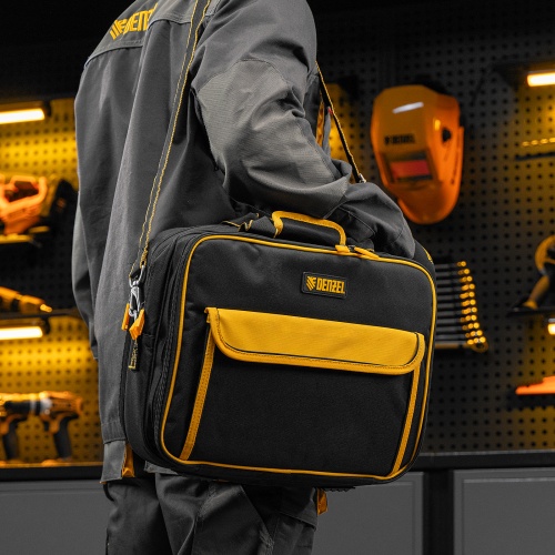 Сумка для инструмента, 400х170х300 мм, 3 отделения, 28 карманов, наплечный ремень Denzel фото 17