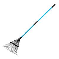 Грабли веерные стальные, 570х1520 мм, 24 зуба, фибергласовый черенок, ПВХ накладка, LUXE// Palisad