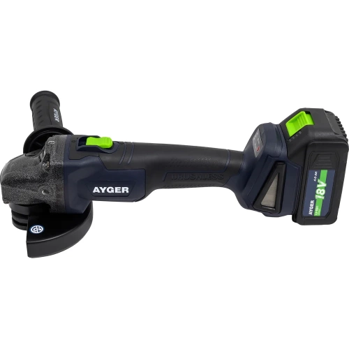 Машина углошлифовальная аккумуляторная AYGER бесщеточная, с двумя аккумуляторами 4Ah AG18BL4 фото 3