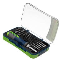 Отвертка реверсивная с набором бит и торцевыми головками, 35 шт, CrV Сибртех